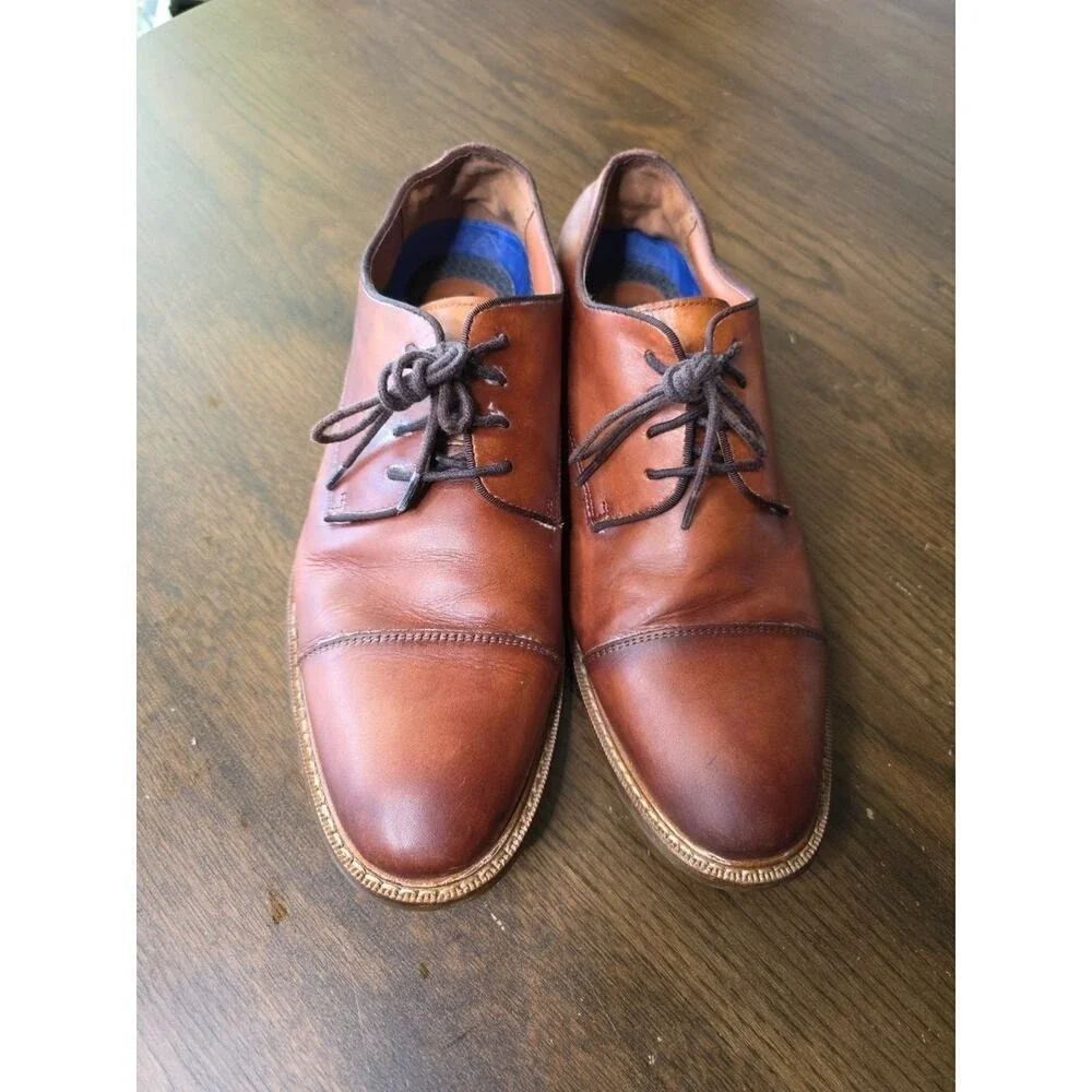 Vince Camuto Lamson‎ Cap Toe Oxford Men's Brown Leather Size 11.5 Wide NICE